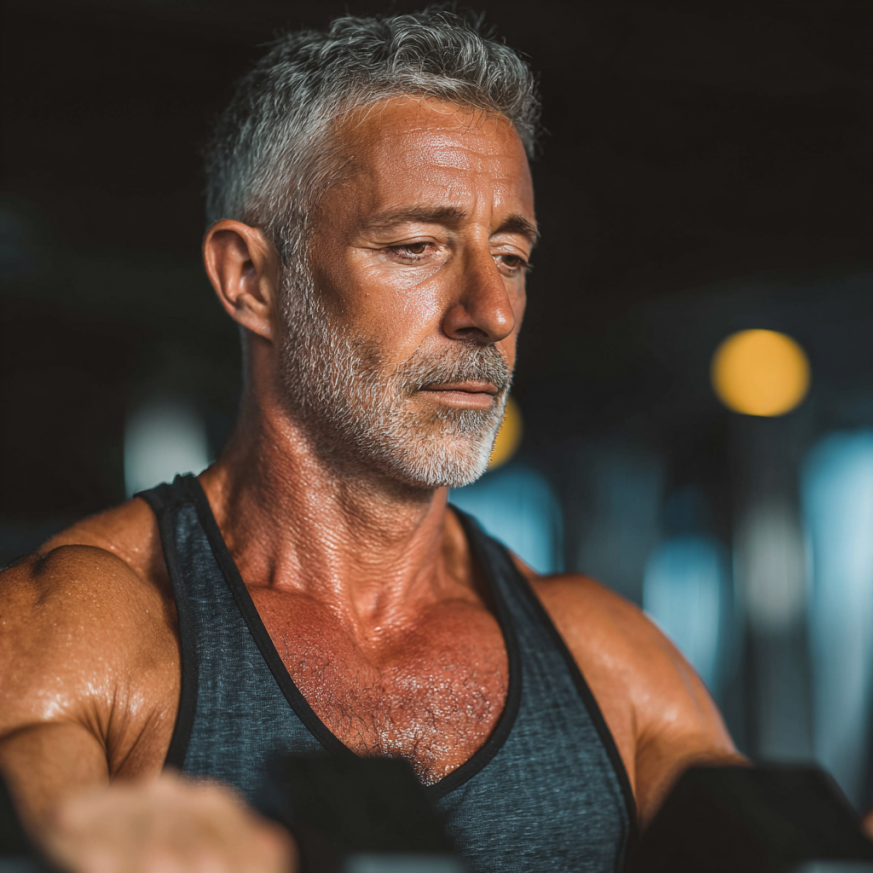 Літня пара займається спортом